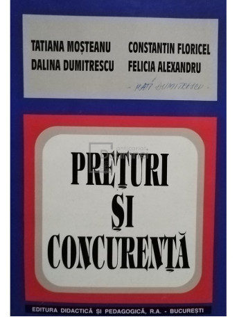 Tatiana Mosteanu - Preturi si concurenta - 1997 - Brosata