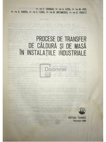 Procese de transfer de caldura si de masa in instalatiile industriale