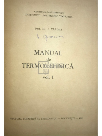 Manual de termotehnica, vol. 1