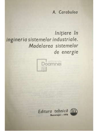 Initiere in ingineria sistemelor industriale. Modelarea sistemelor de energie