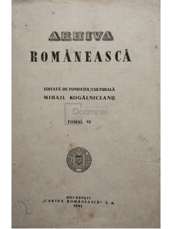 Arhiva Romaneasca, tomul VI