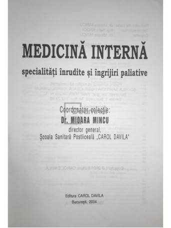 Medicina interna. Specialitati inrudite si terapii paliative