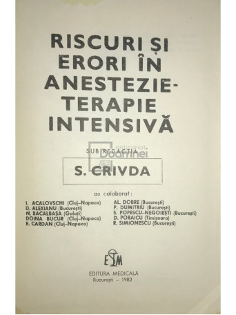 Riscuri si erori in anestezie-terapie intensiva