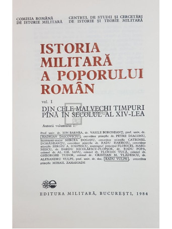 Istoria militara a poporului roman, vol. 1