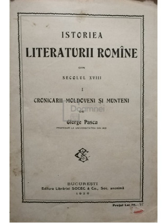 Istoria literaturii romane din secolul XVIII - 1