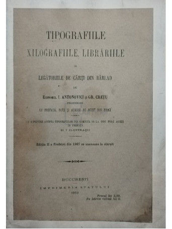 Tipografiile, xilografiile, librariile si legatoriile de carti din Barlad