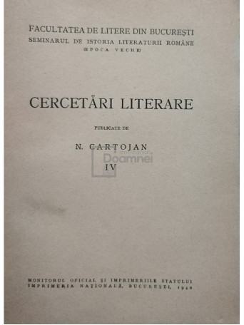 Cercetari literare, vol. IV