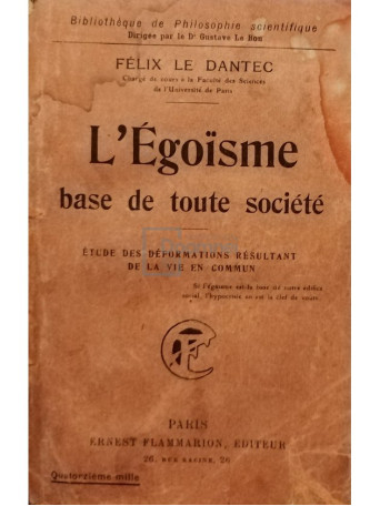 L'Egoisme base de toute societe