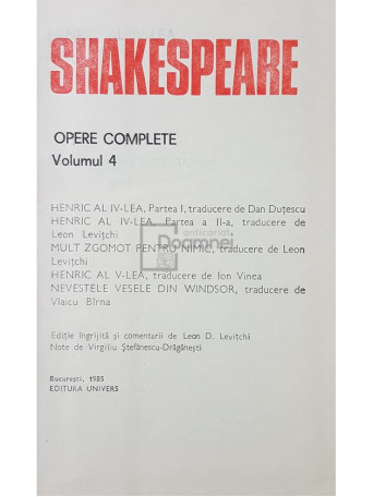 William Shakespeare - Opere complete, vol. 4 - 1985 - Cartonata