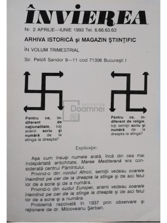 Invierea nr. 2 aprilie-iunie 1993 - Arhiva istorica si magazin stiintific