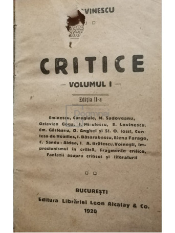 Critice, vol. I, editia a II-a