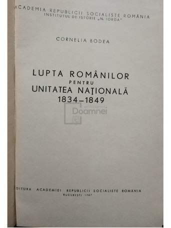 Lupta Romanilor pentru Unitatea Nationala 1834-1849