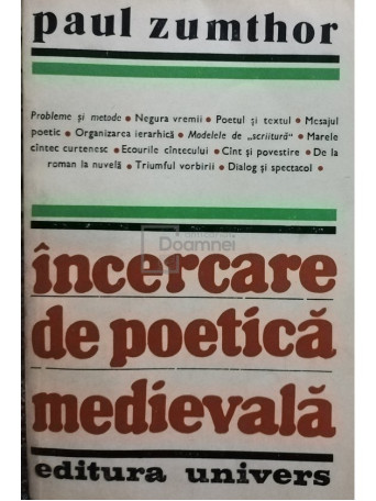 Incercare de poetica medievala