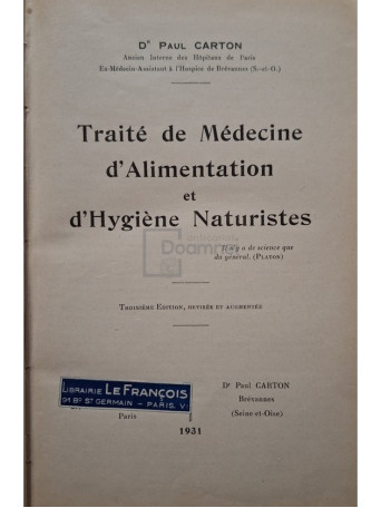 Traite de medicine d'alimentation et d'hygiene naturistes