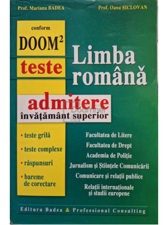 Limba romana - Teste pentru admiterea in invatamantul superior