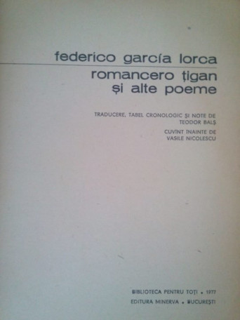 Romancero tigan si alte poeme