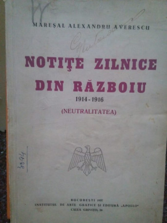 Notite din razboiu (19141916) (neutralitatea)