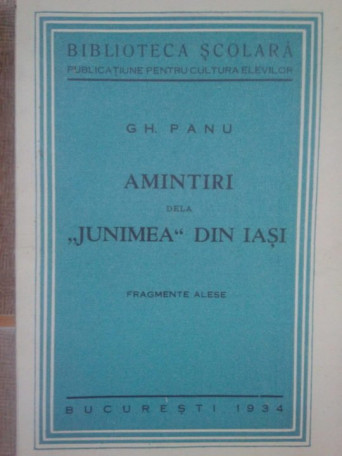 Amintiri de la "junimea" din Iasi