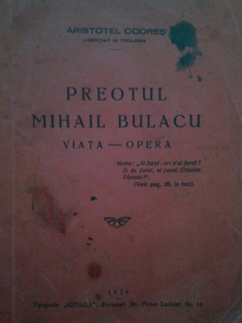 Preotul Mihail Bulacu. Viata - opera