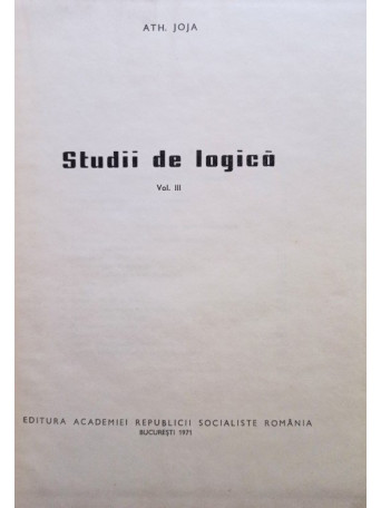 Studii de logica, vol. III