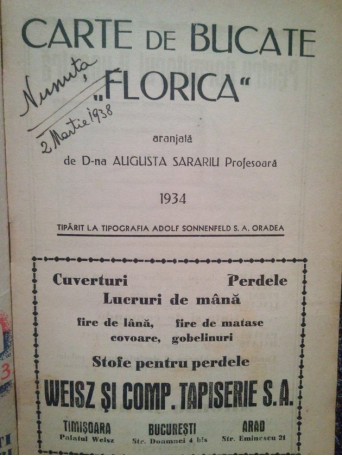 Carte de bucate "Florica"