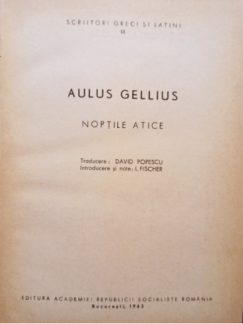 Aulus Gellius - Noptile atice - 1965 - Cartonata