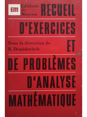 B. Demidovitch - Recueil d'exercices et de problemes d'analyse mathematique - 1977 - Cartonata