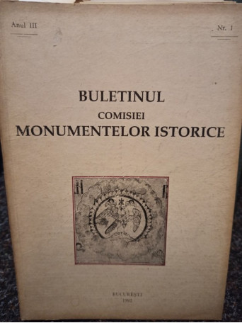 Buletinul comisiei Monumentelor istorice, anul III, nr. 1