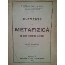 Motru - Elemente de metafizica pe baza filosofiei kantiane