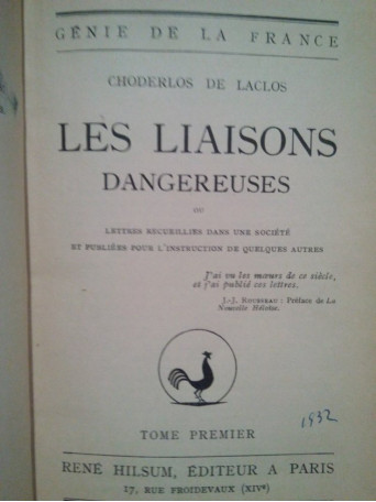 Les liaisons dangereuses, tome premier