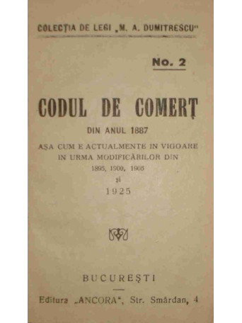 Codul de comert din anul 1887