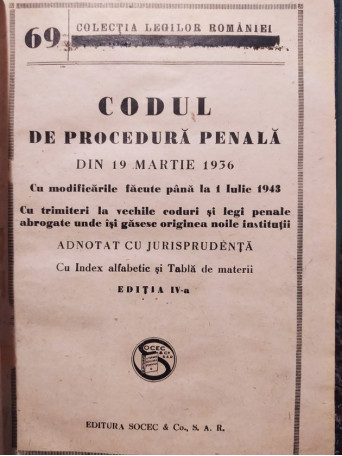 Codul de Procedura Penala din 19 martie 1936 (semnatura)