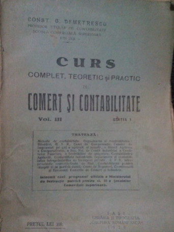 Curs complet, teoretic si practic de comert si contabilitate, vol. III