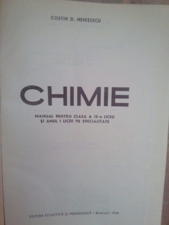 Chimie manual pentru clasa a IXa