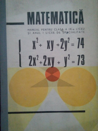 Matematica. Manual pentru clasa a IXa