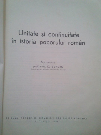 Unitate si continuitate in istoria poporului roman