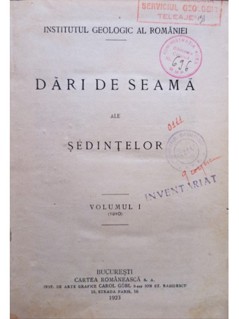 Dari de seama ale sedintelor, vol. 1 - 1923 - cartonata