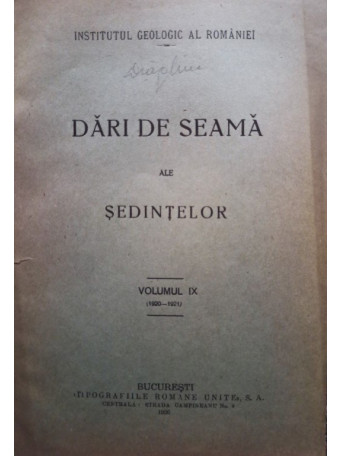 Dari de seama ale sedintelor, vol. IX - 1926 - brosata