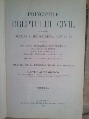 Principiile dreptului civil cuprinzand doctrina si jurisprudenta pana la zi