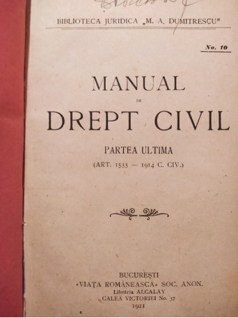 Manual de drept civil, partea ultima