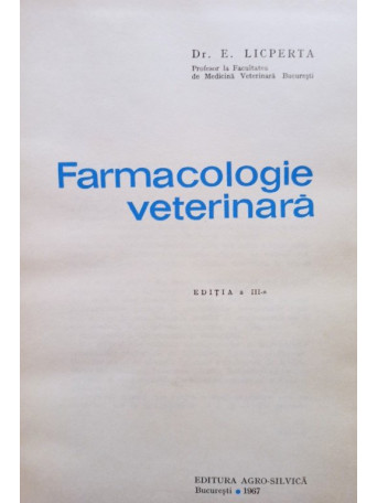 Farmacologie veterinara, editia a IIIa