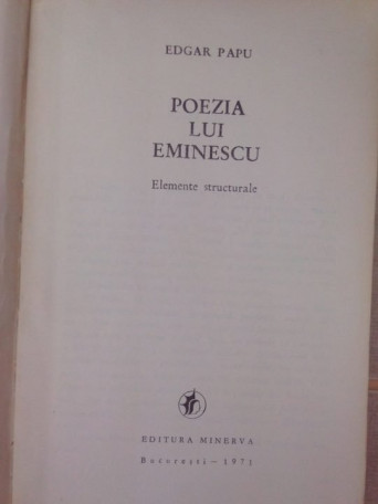 Poezia lui Eminescu, elemente structurale