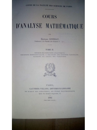 Cours d'analyse mathématique tome 2