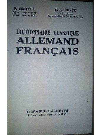 Dictionnaire classique allemand-francais