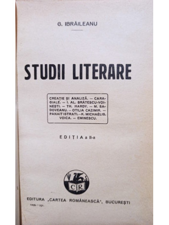 Studii literare, editia a II-a