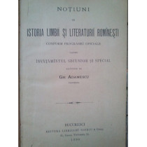 Notiuni de istoria limbii si literaturii romanesti pentru invatamantul secundar si special