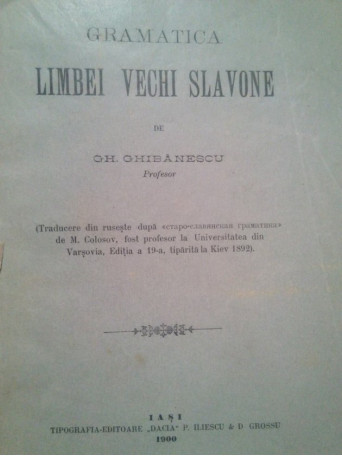 Gramatica limbei vechi slavone