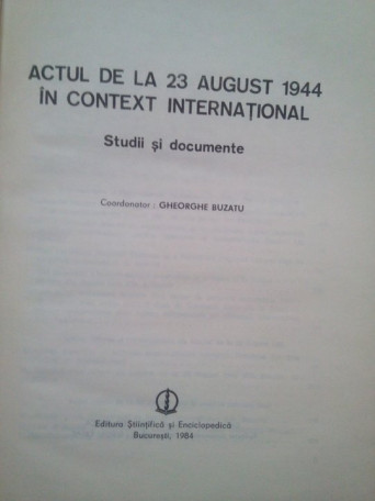 Actul de la 23 august 1944 in context international