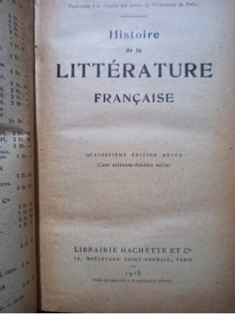 Histoire de la litterature francaise