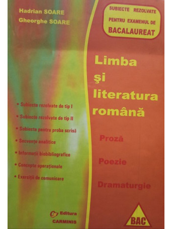 Limba si literatura romana - Subiecte rezolvate pentru examentul de bacalaureat